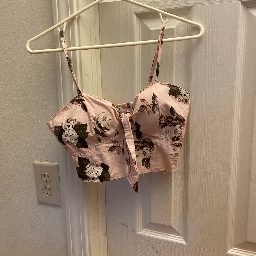 Pink Floral Charlotte Russe Crop Top